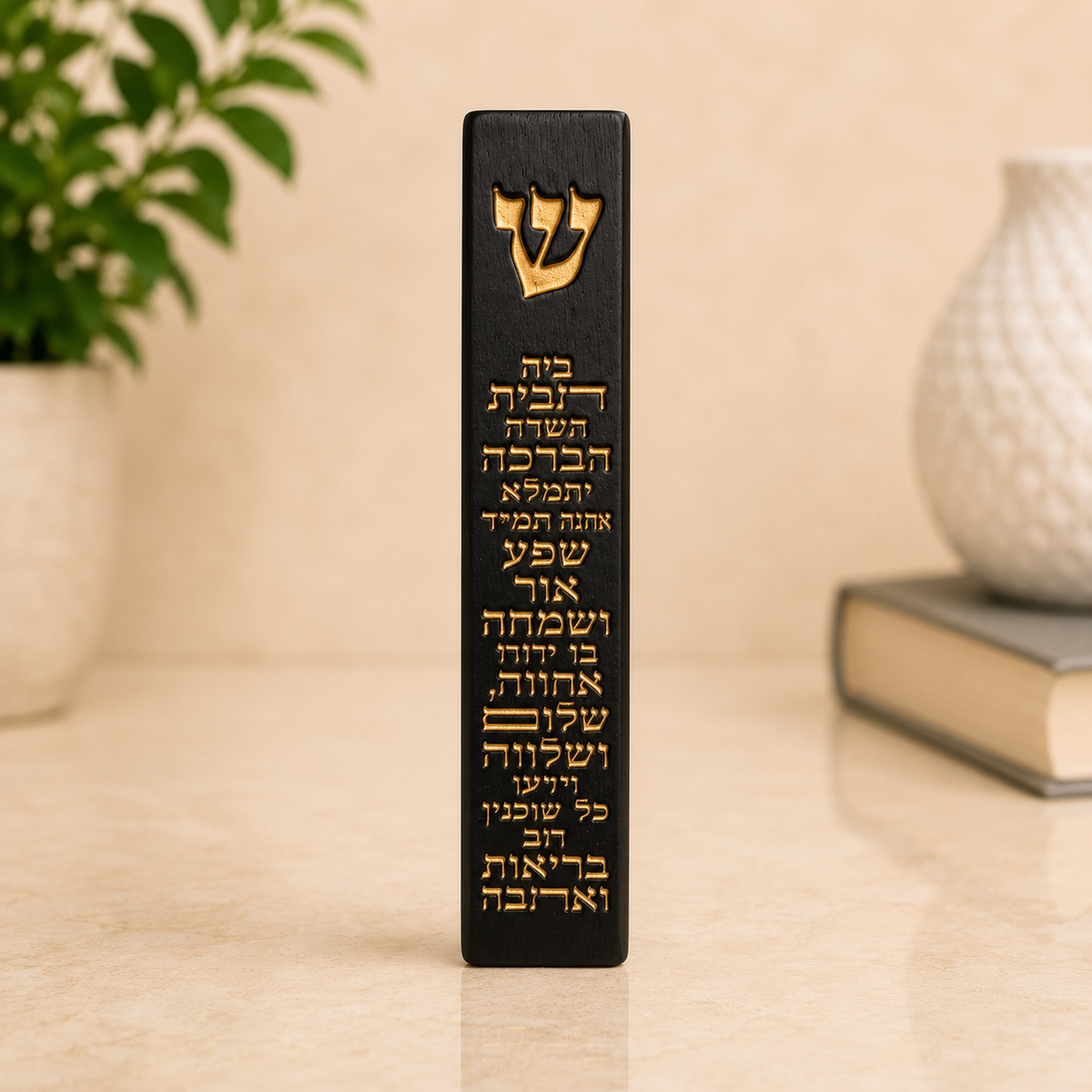 Black & Gold Home Blessing Mezuzah