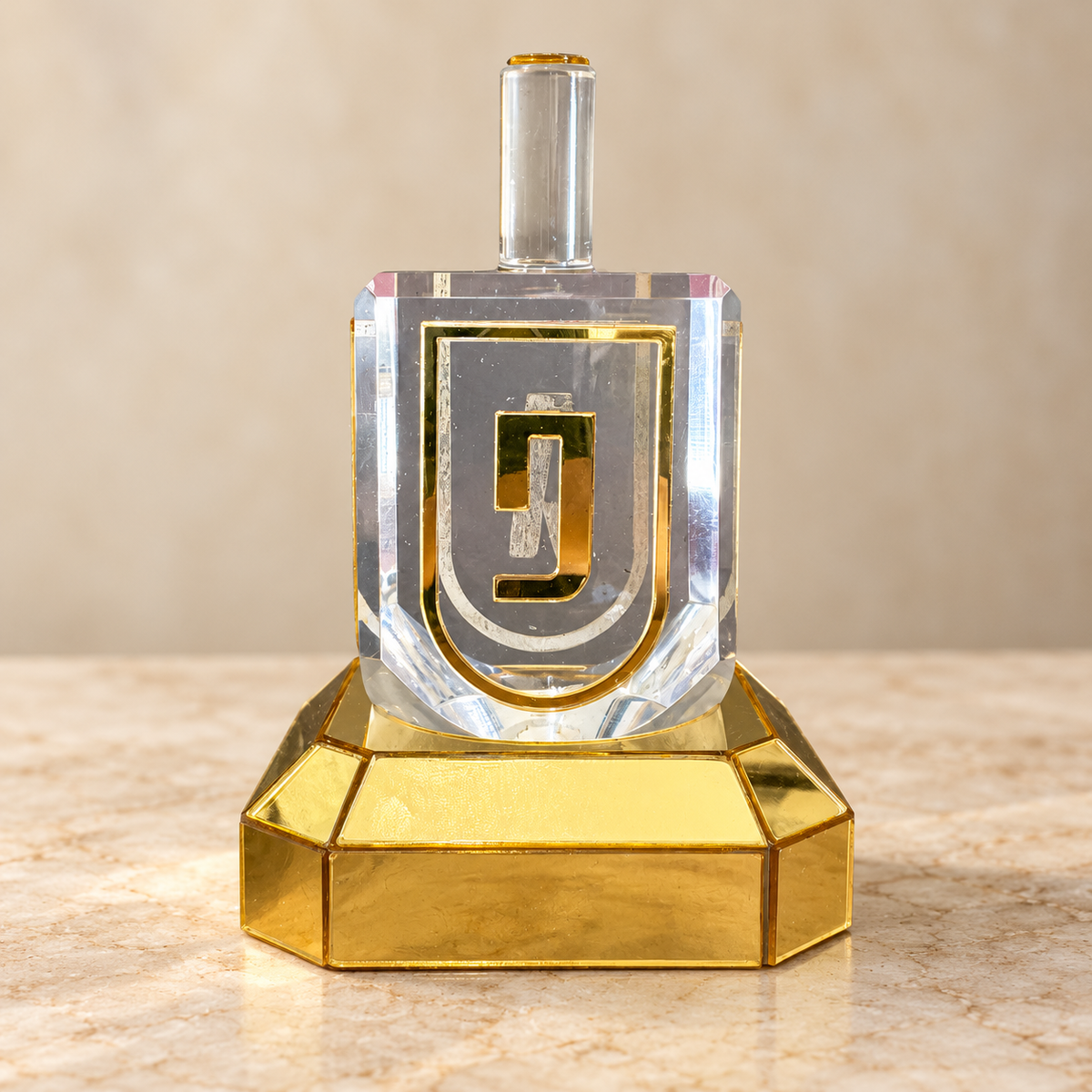 Gold-Tone Acrylic Dreidel with Display Base