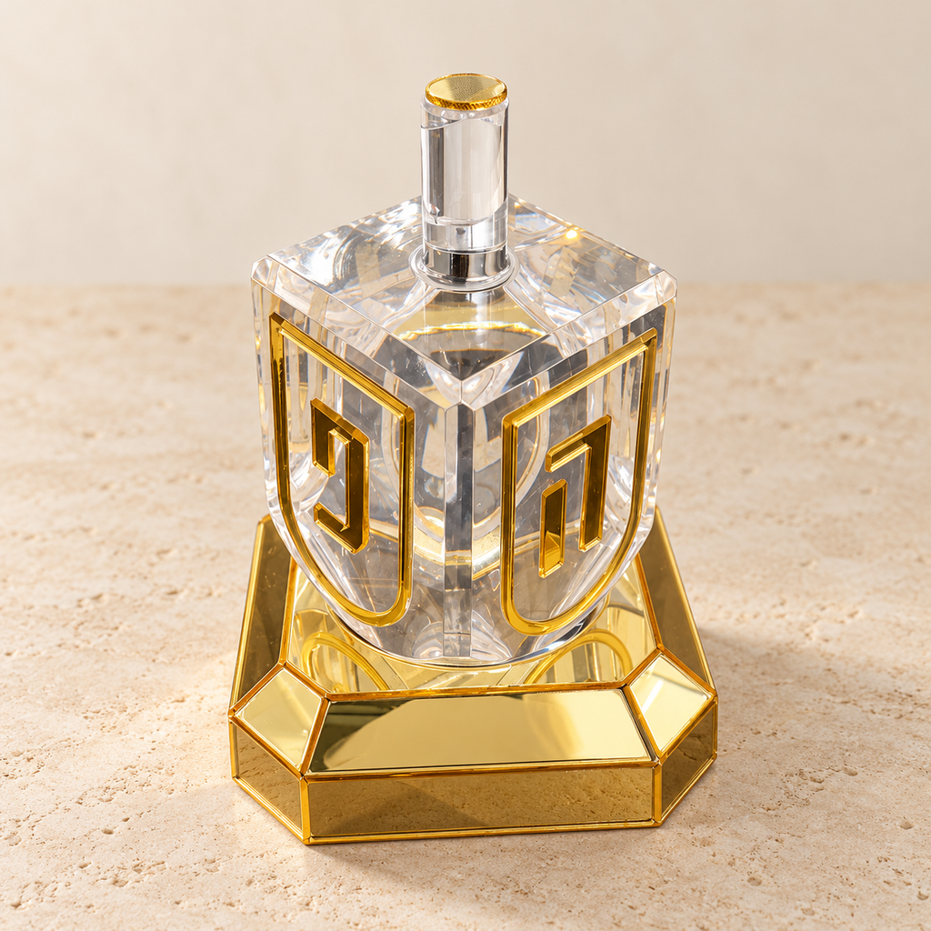 Gold-Tone Acrylic Dreidel with Display Base