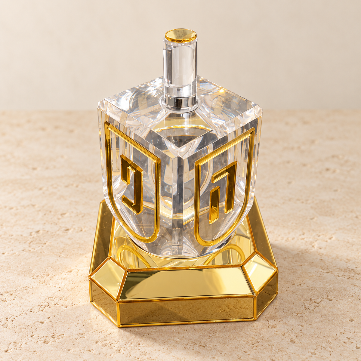Gold-Tone Acrylic Dreidel with Display Base