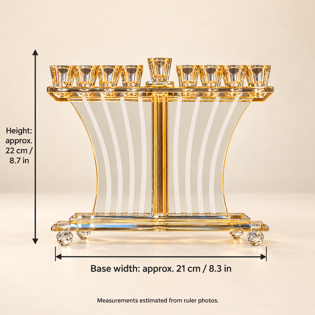 Gold-Tone Glass Hanukkah Menorah