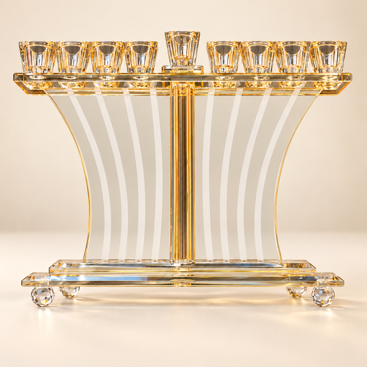 Gold-Tone Glass Hanukkah Menorah