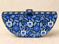 Blue Floral & Dreidel Ceramic Hanukkah Menorah