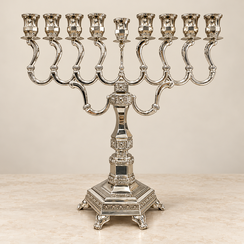 Classic Silver-Tone Hanukkah Menorah