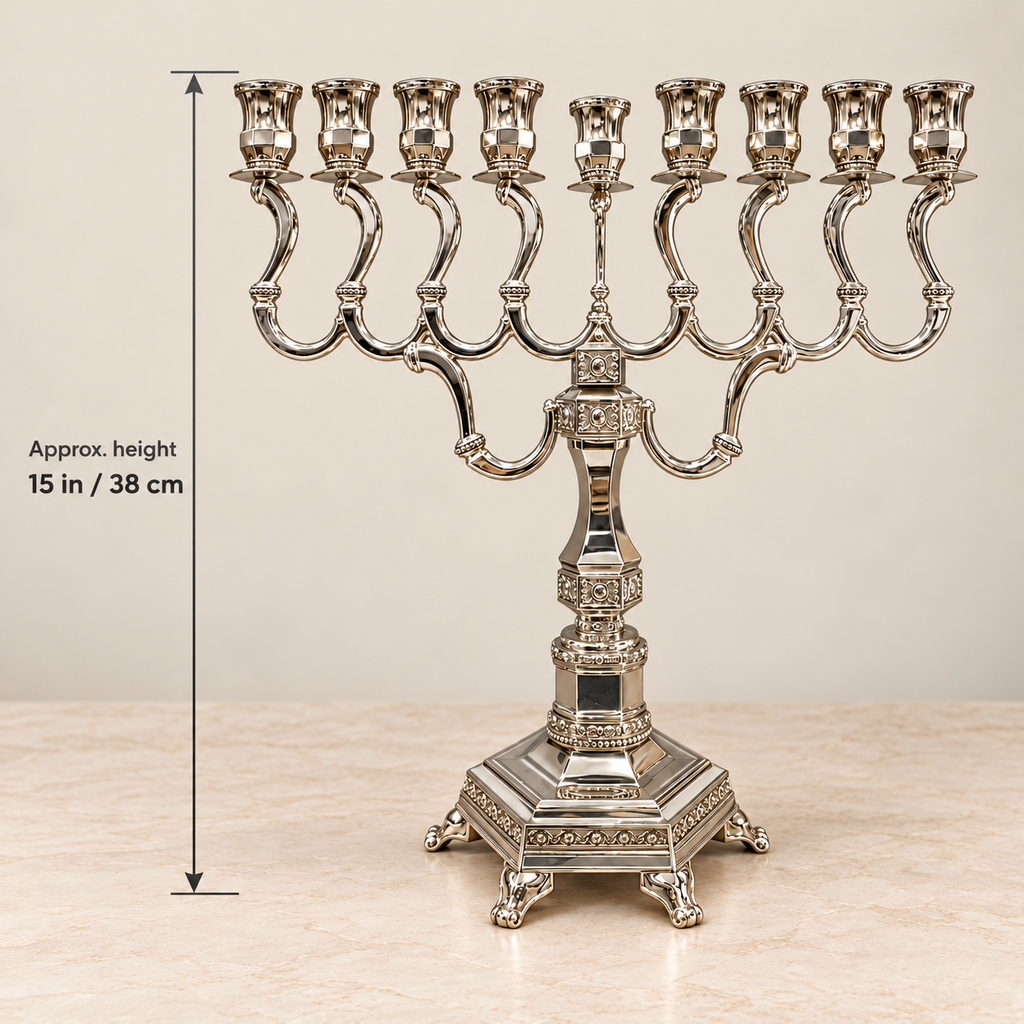 Classic Silver-Tone Hanukkah Menorah