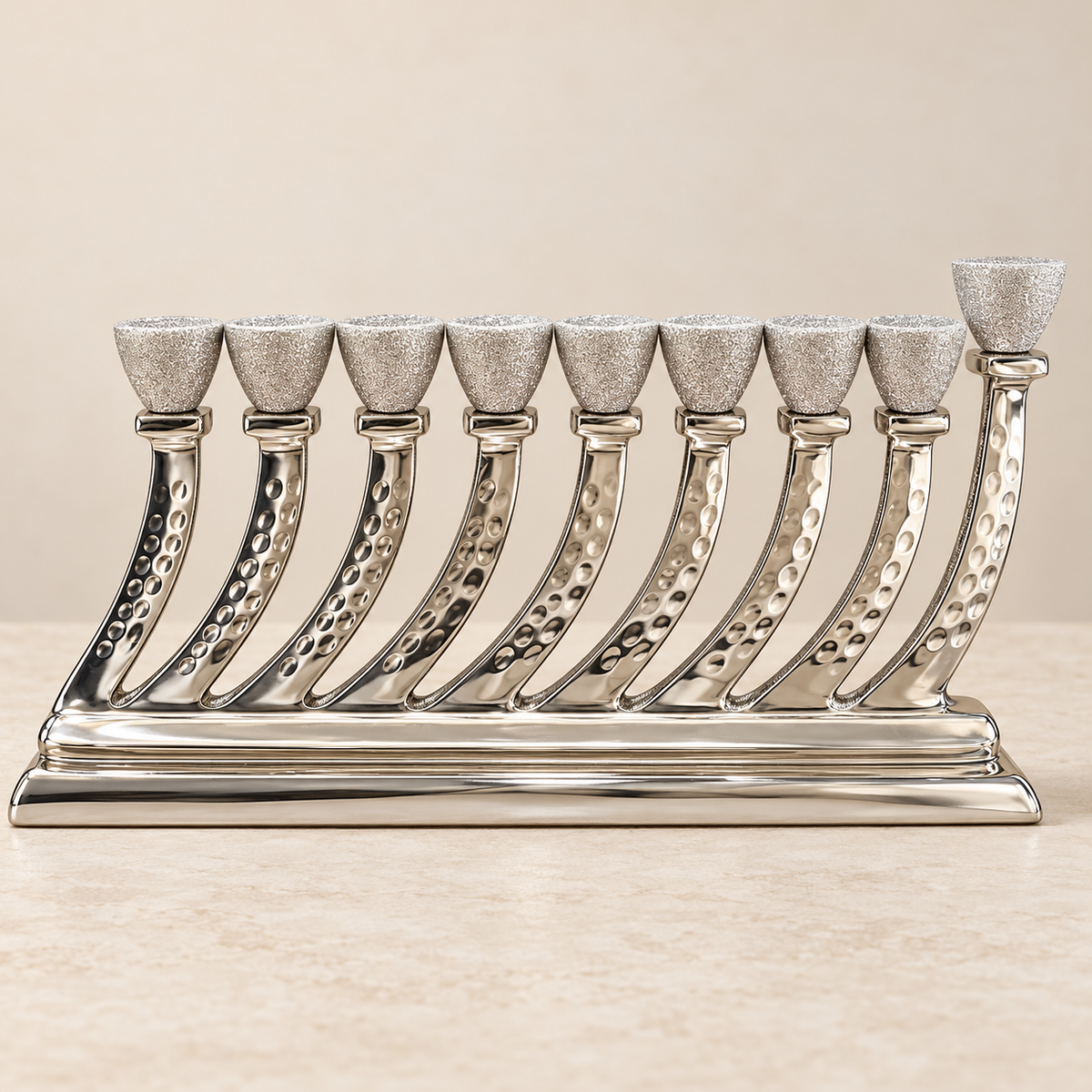 Silver Wave Hanukkah Menorah