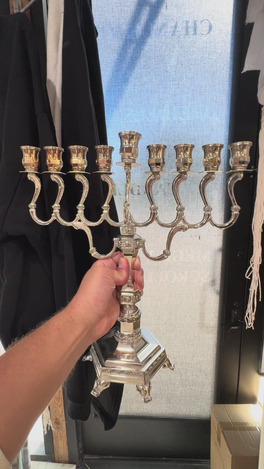 Classic Silver-Tone Hanukkah Menorah