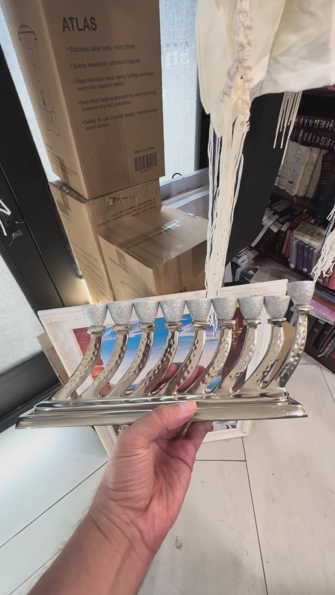 Silver Wave Hanukkah Menorah